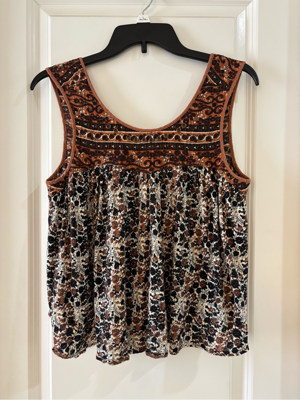 Free People Brown Black Floral Printed Tank Top Tunic S